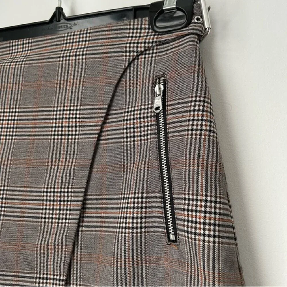 b+ab Plaid Wrap Mini Skirt